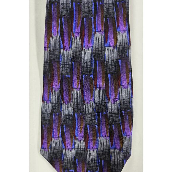 JEROME J. GARCIA VINTAGE MEN'S TIE 1996 COLLECTION BLACK/PURPLE/WHITE PATTERN - Picture 3 of 7